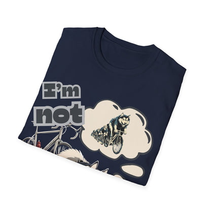 "I'm Not Pulling" Husky Cycling Humor T-Shirt | Unisex Heavy Cotton Tee