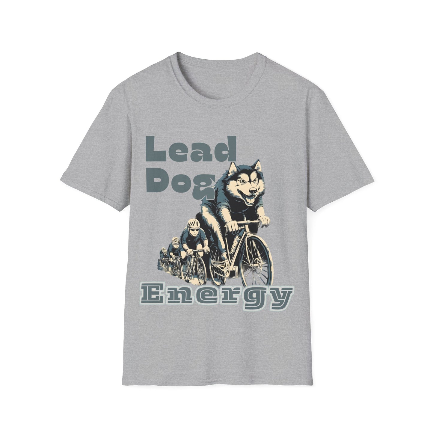 "Lead Dog Energy" Cool Husky Dog Cycling Graphic Tee | Unisex Heavy Cotton Tee