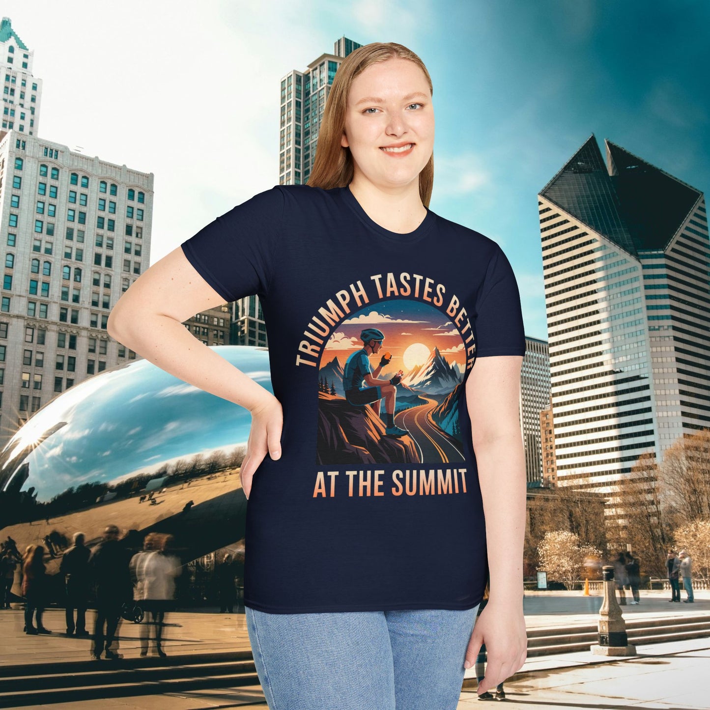 "Triumph Tastes Better At The Summit" | Cycling Mountain Climb T-Shirt, Road Biking Tee, Cyclist Gift