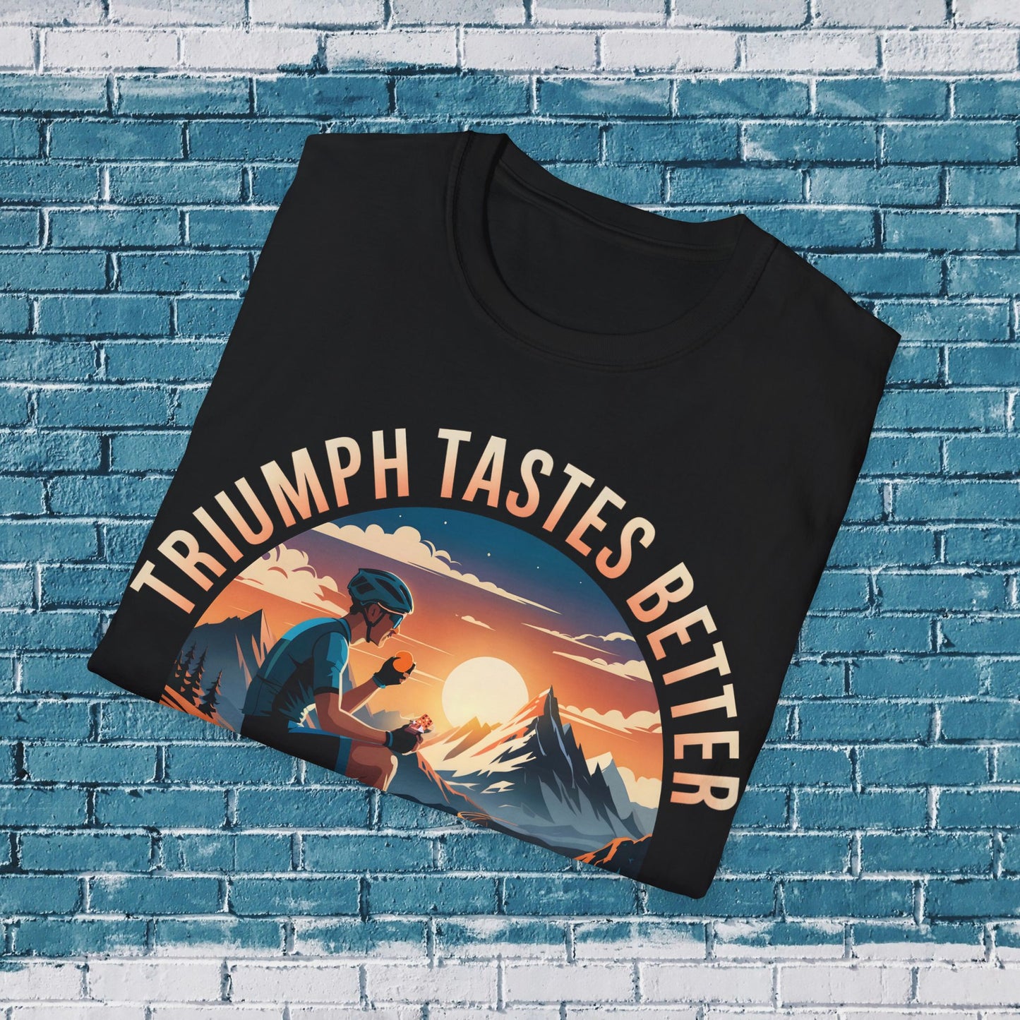 "Triumph Tastes Better At The Summit" | Cycling Mountain Climb T-Shirt, Road Biking Tee, Cyclist Gift