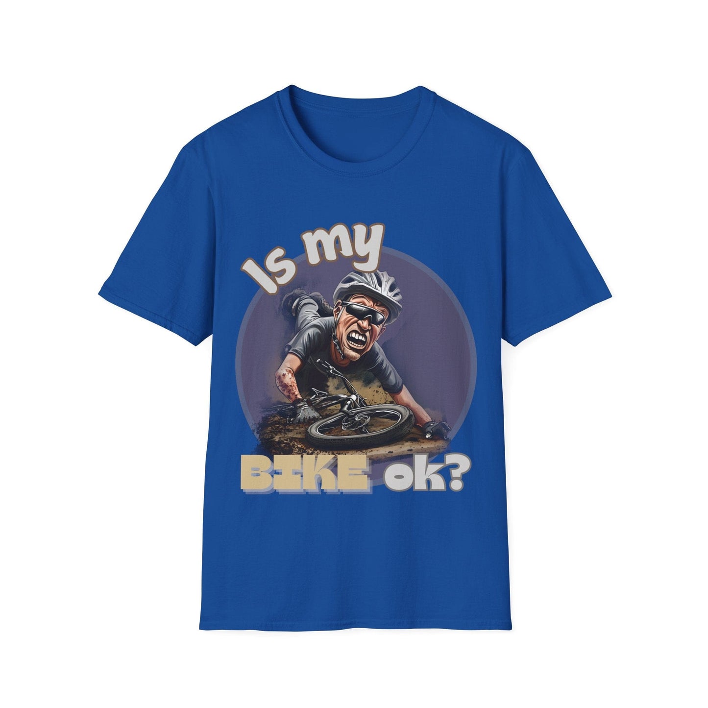 "Is My BIKE Ok?" Mountain Biker Crash T-Shirt | Unisex Heavy Cotton Tee