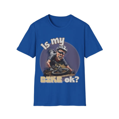 "Is My BIKE Ok?" Mountain Biker Crash T-Shirt | Unisex Heavy Cotton Tee