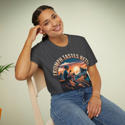 "Triumph Tastes Better At The Summit" | Cycling Mountain Climb T-Shirt, Road Biking Tee, Cyclist Gift