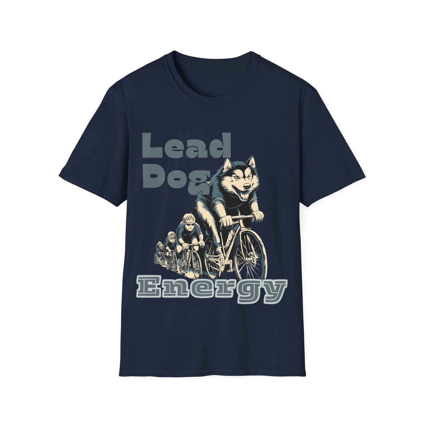 "Lead Dog Energy" Cool Husky Dog Cycling Graphic Tee | Unisex Heavy Cotton Tee