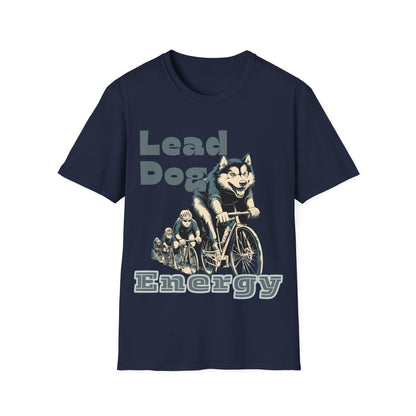 "Lead Dog Energy" Cool Husky Dog Cycling Graphic Tee | Unisex Heavy Cotton Tee