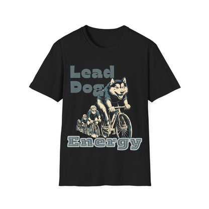 "Lead Dog Energy" Cool Husky Dog Cycling Graphic Tee | Unisex Heavy Cotton Tee
