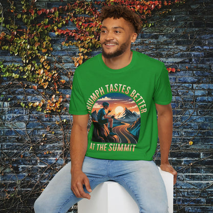"Triumph Tastes Better At The Summit" | Cycling Mountain Climb T-Shirt, Road Biking Tee, Cyclist Gift