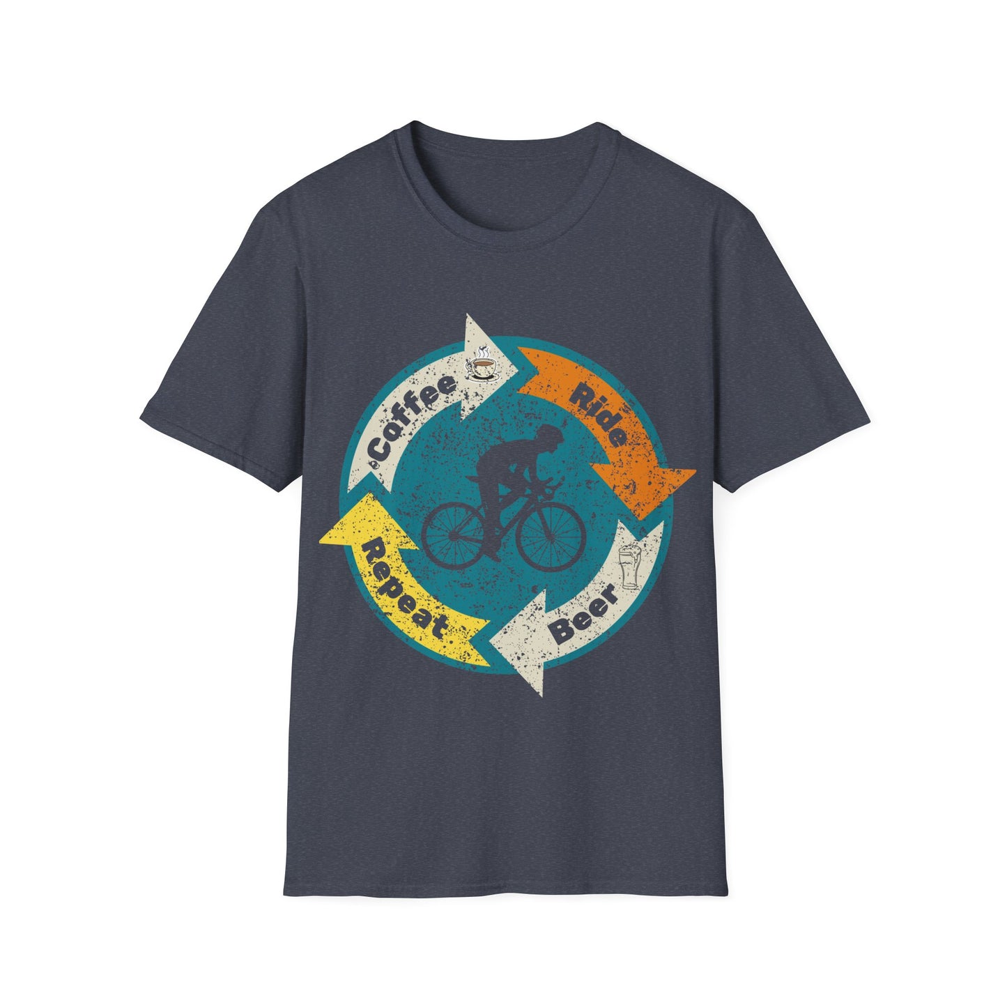 Cyclist Life Cycle T-Shirt | Coffee Ride Beer Repeat | Funny Cycling Gift
