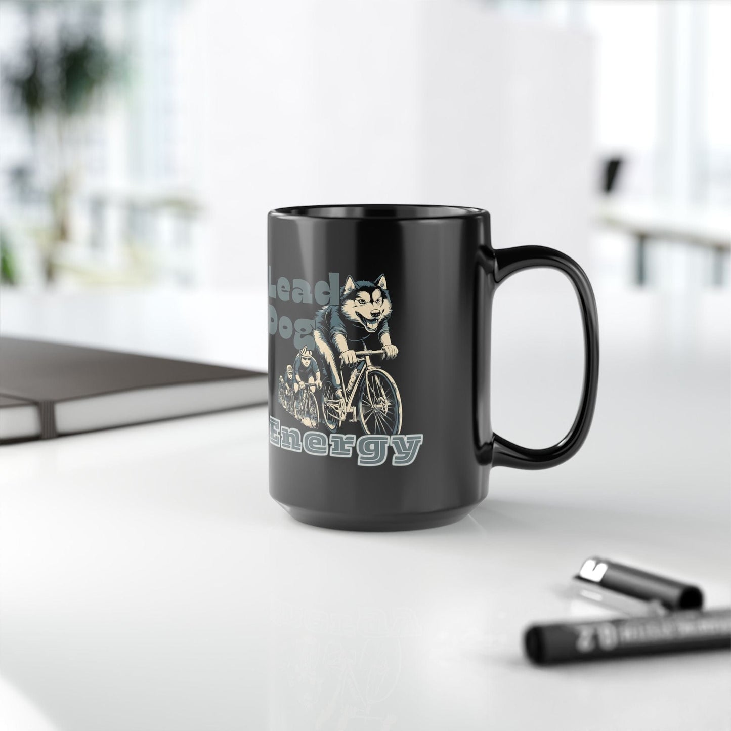 "Lead Dog Energy" Black Ceramic Cyclist Mug - Chainline Collective