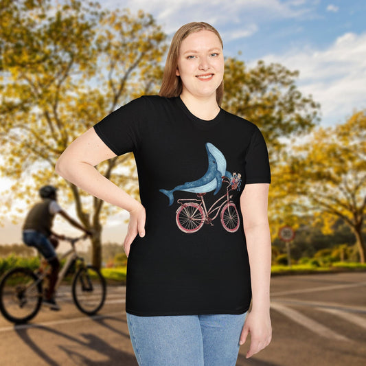 Whale Riding a Bike Tee - Chainline Collective