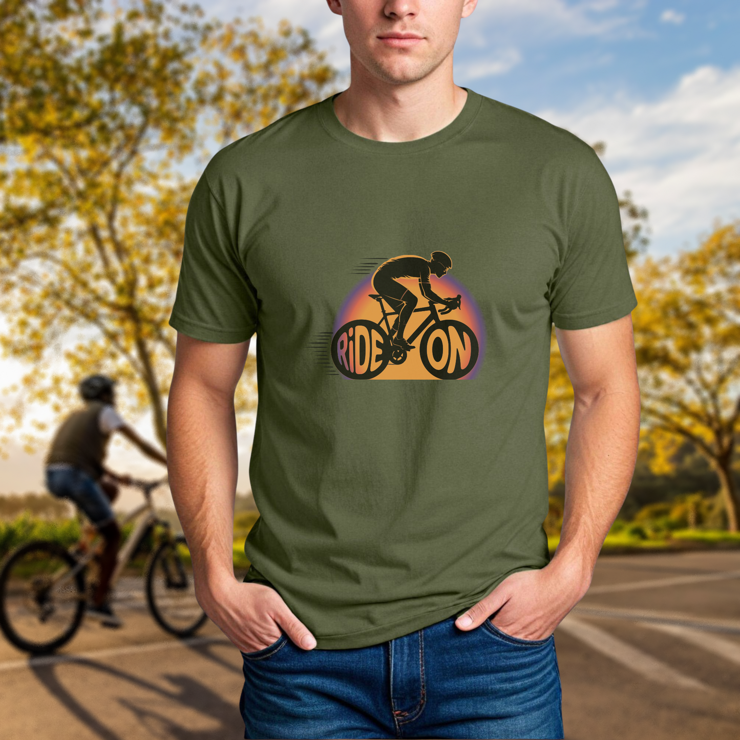 "Ride On" Cyclist Sunset Silhouette - Chainline Collective