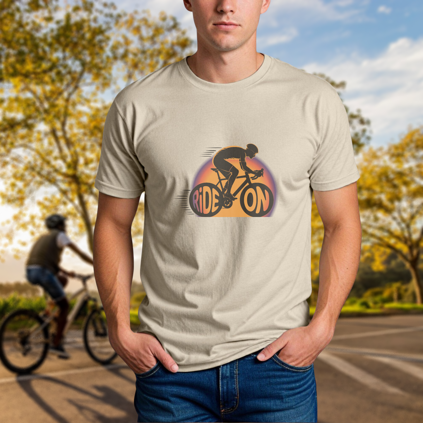 "Ride On" Cyclist Sunset Silhouette - Chainline Collective