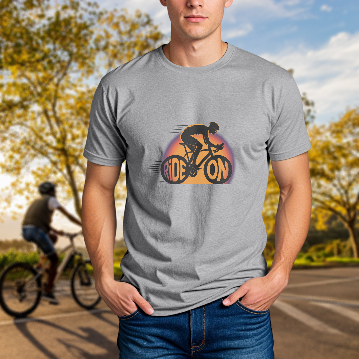 "Ride On" Cyclist Sunset Silhouette - Chainline Collective