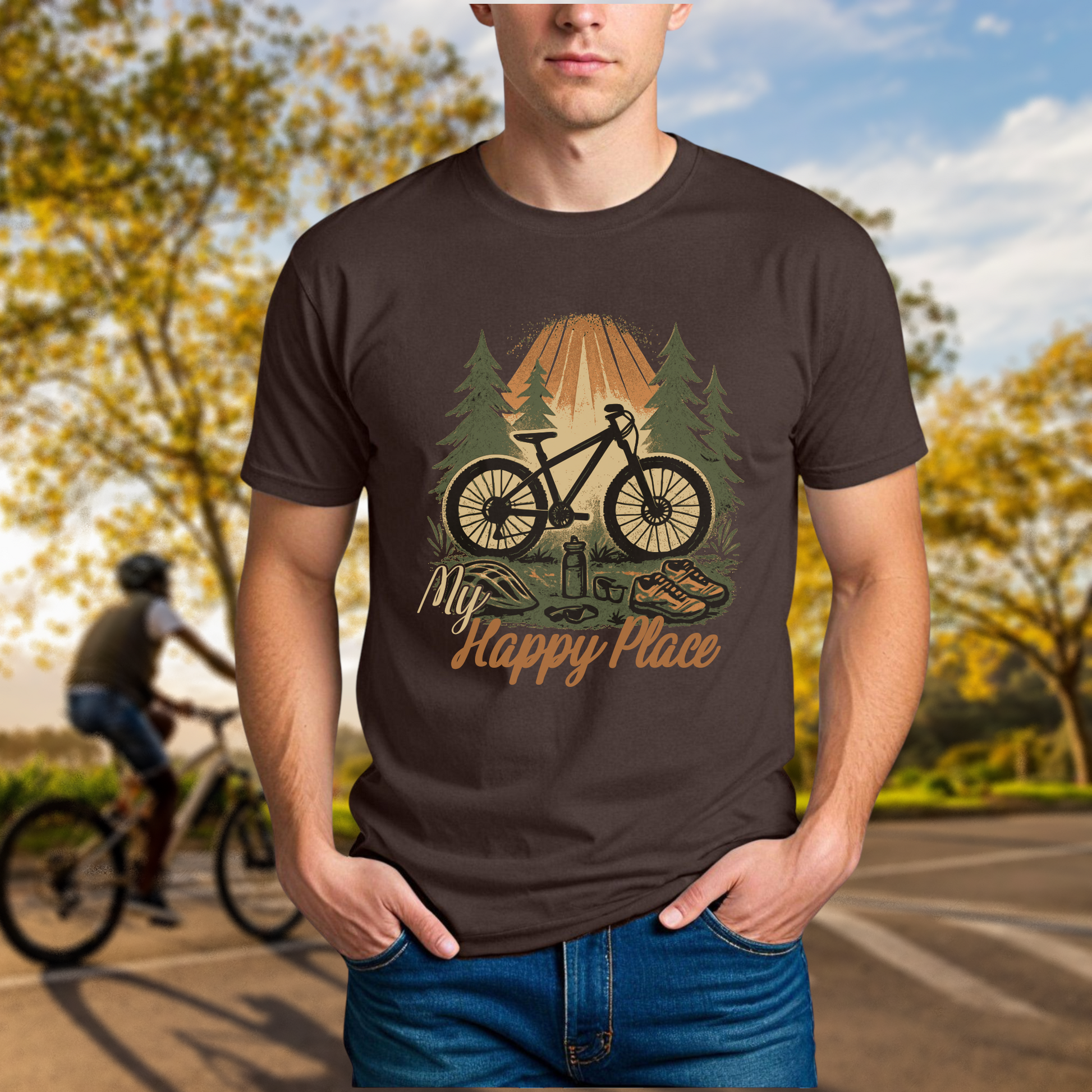 "My Happy Place" Sunlit Forest Mountain Bike Tee - Chainline Collective