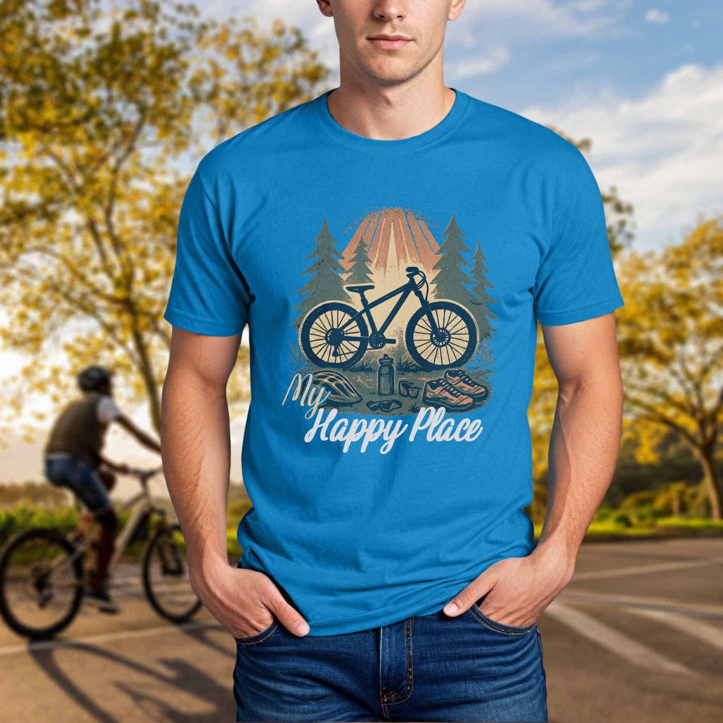 "My Happy Place" Sunlit Forest Mountain Bike Tee - Chainline Collective