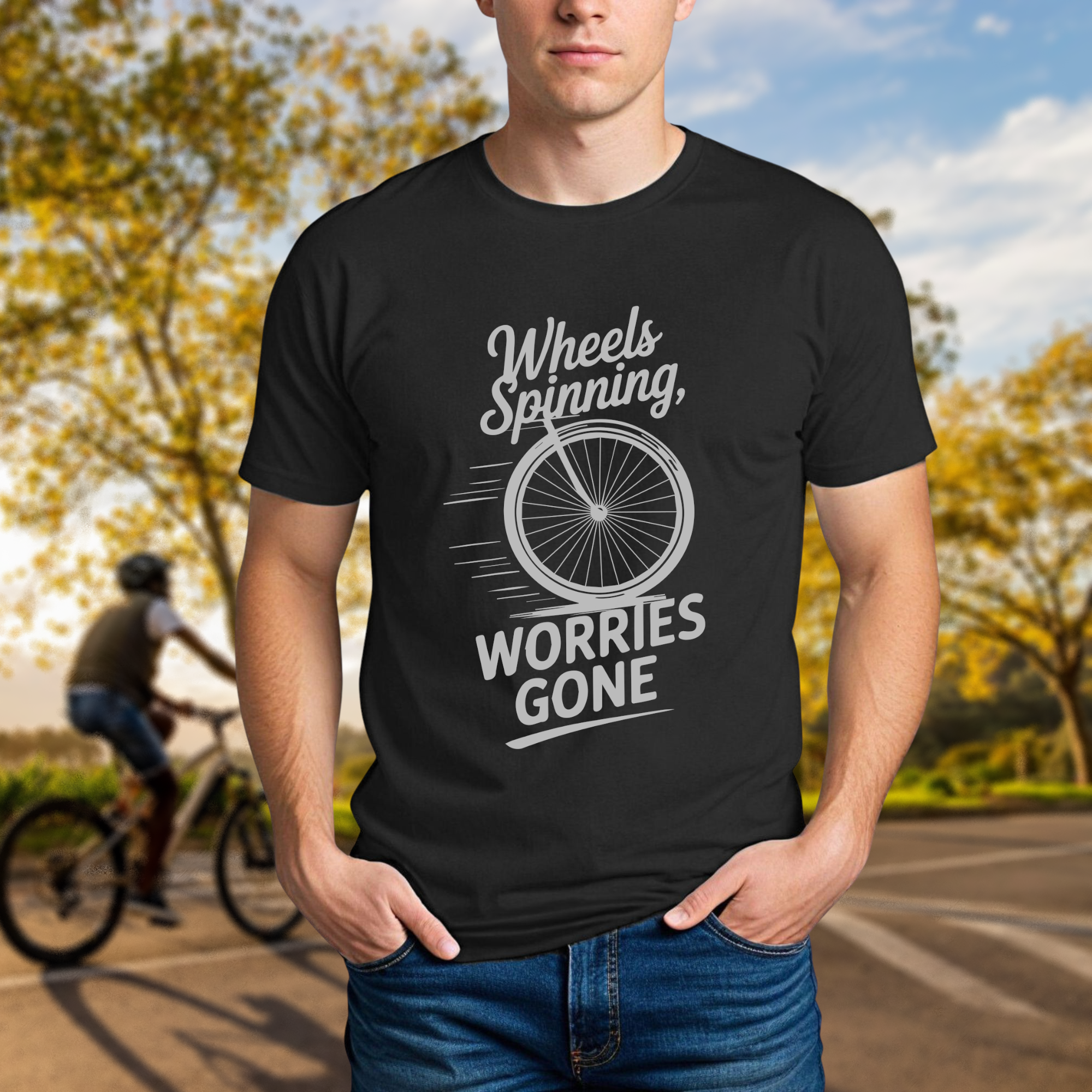 Wheels Spinning, Worries Gone Tee - Chainline Collective