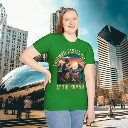 "Triumph Tastes Better At The Summit" | Cycling Mountain Climb T-Shirt, Road Biking Tee, Cyclist Gift