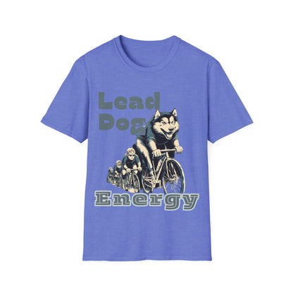 "Lead Dog Energy" Cool Husky Dog Cycling Graphic Tee | Unisex Heavy Cotton Tee