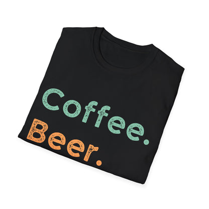 "Coffee. Beer. Bikes." Essential Cyclist Lifestyle T-Shirt | Unisex Heavy Cotton Tee