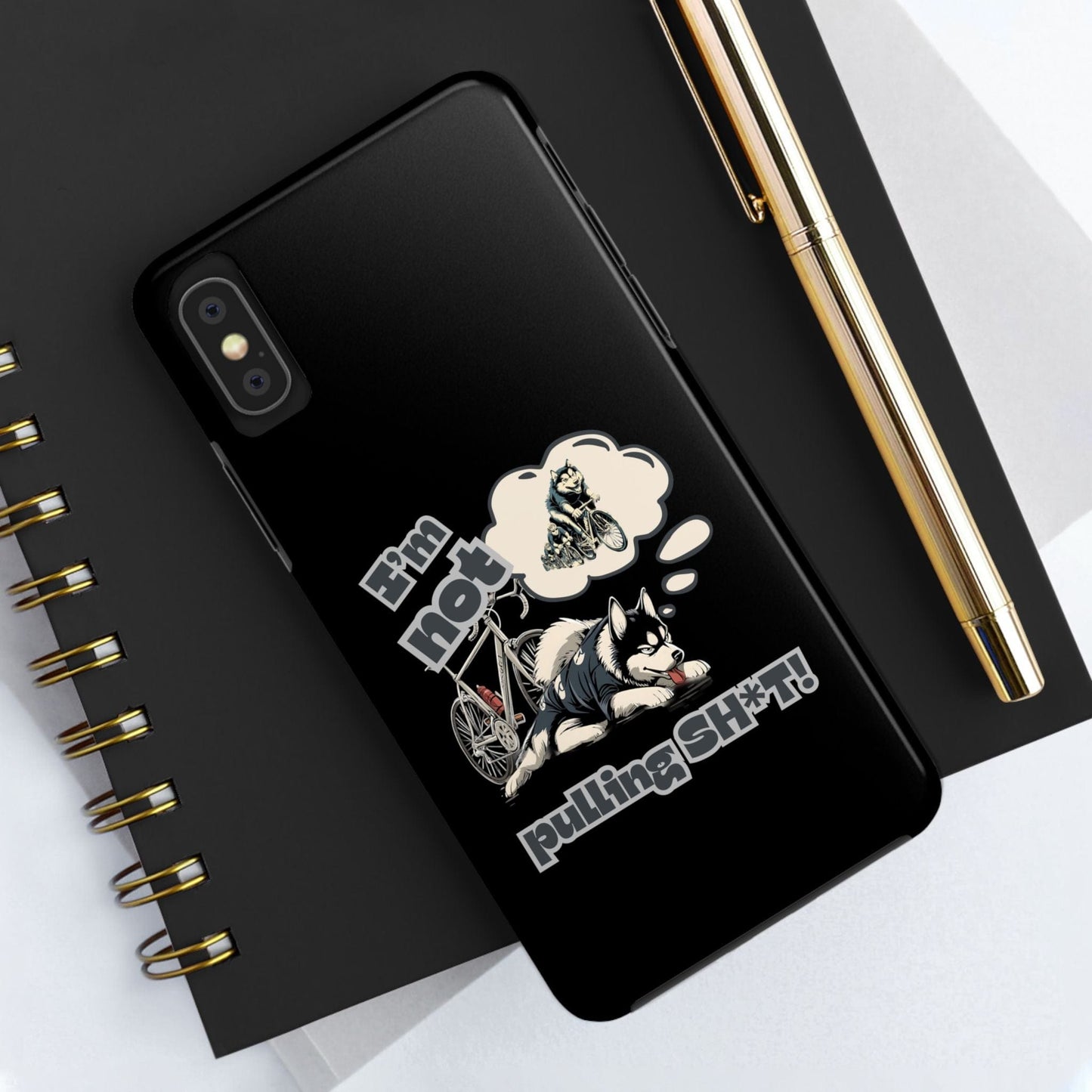 "I'm Not Pulling" Husky Cyclist Phone Case
