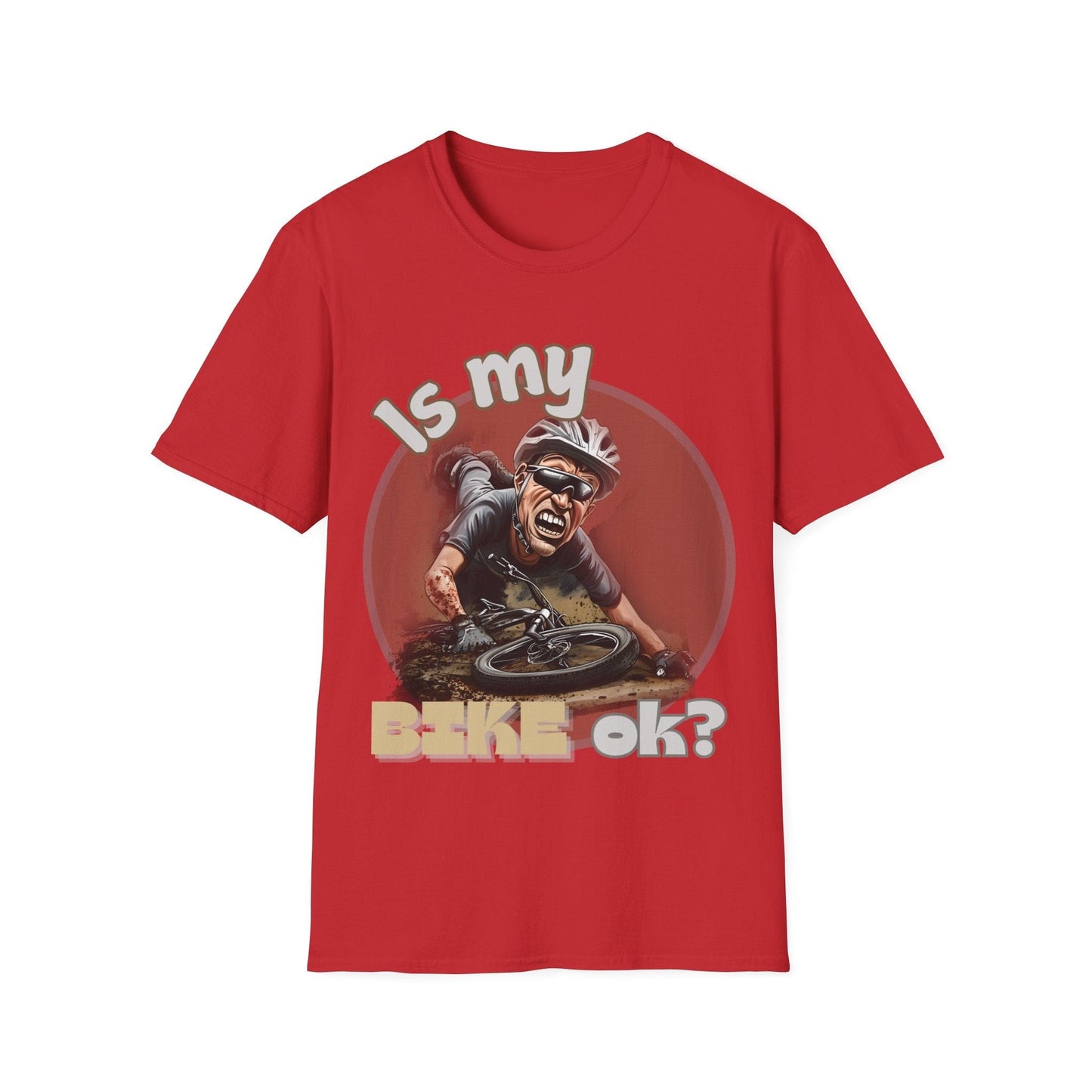 "Is My BIKE Ok?" Mountain Biker Crash T-Shirt | Unisex Heavy Cotton Tee