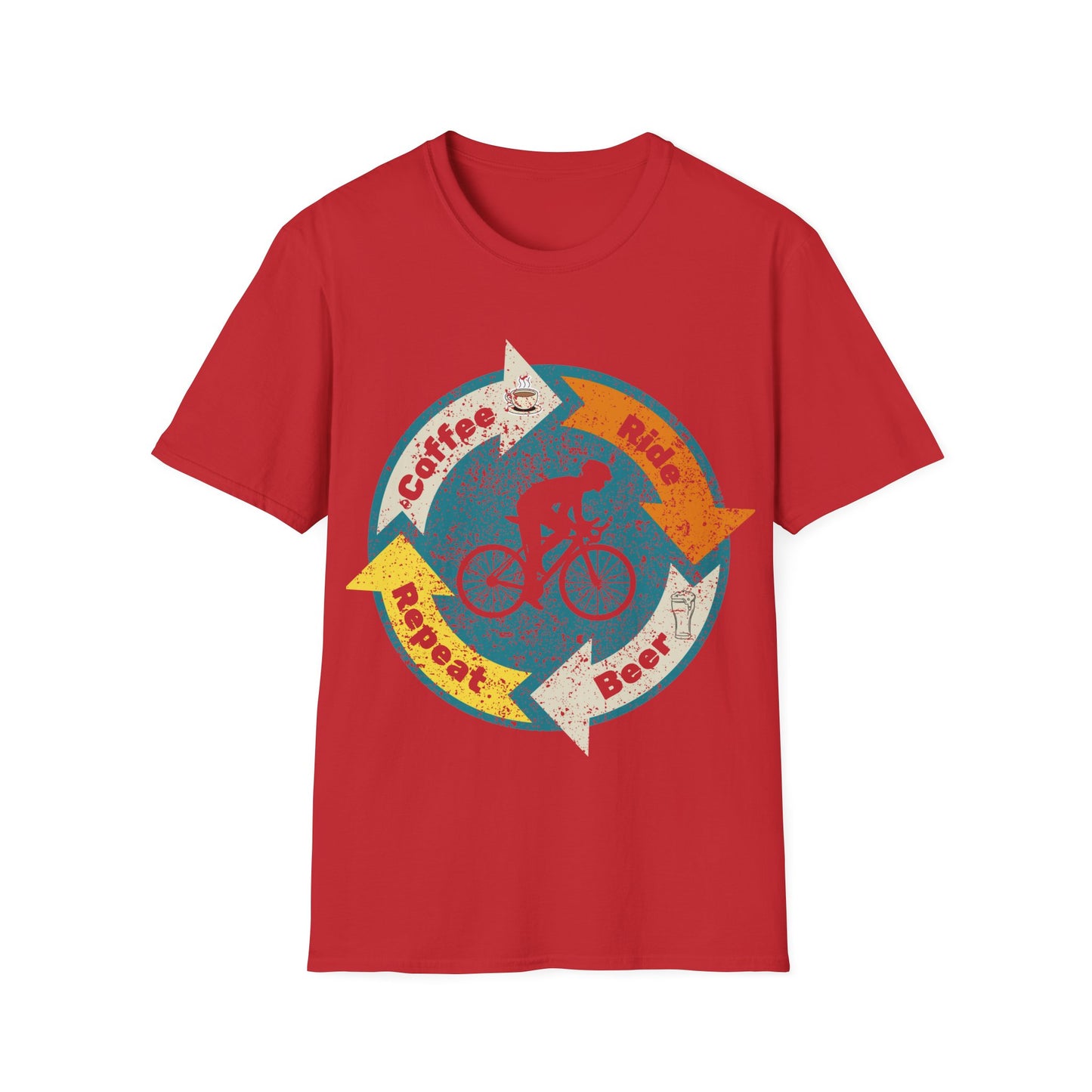 Cyclist Life Cycle T-Shirt | Coffee Ride Beer Repeat | Funny Cycling Gift