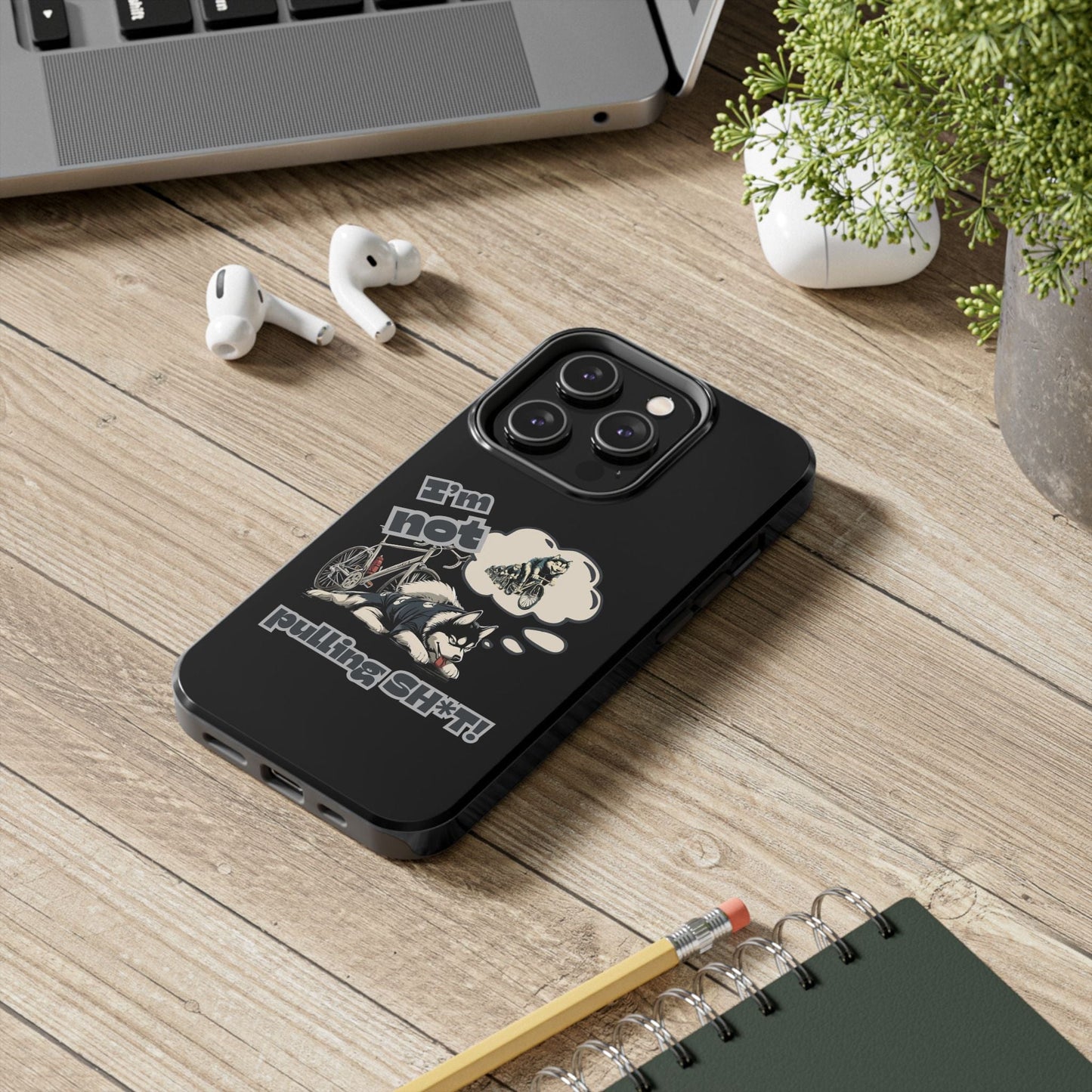 "I'm Not Pulling" Husky Cyclist Phone Case