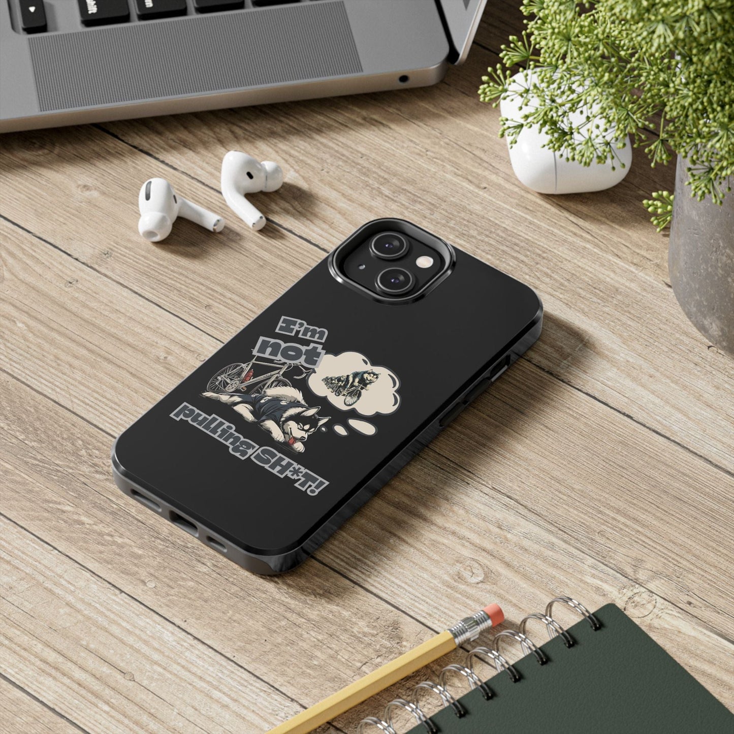 "I'm Not Pulling" Husky Cyclist Phone Case