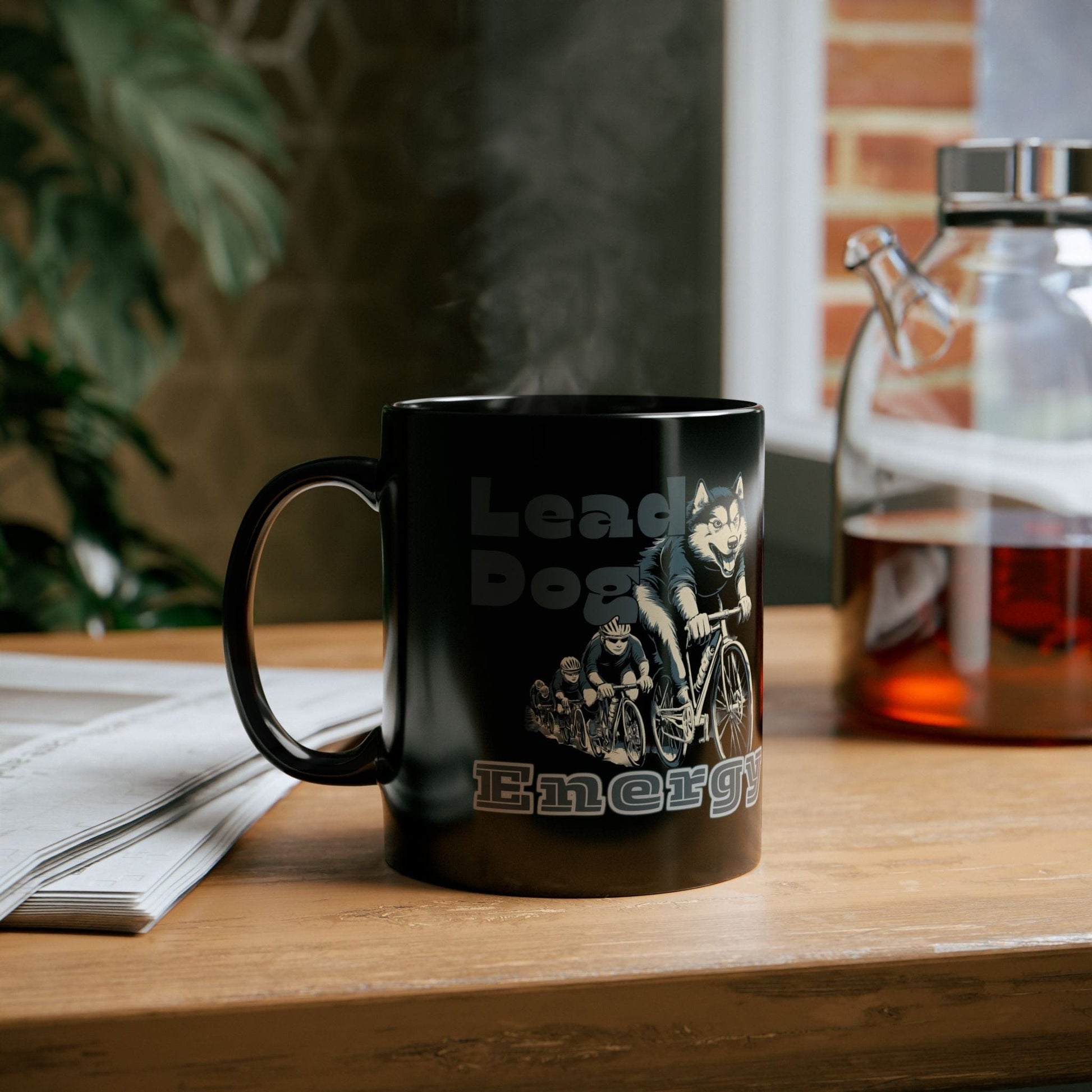 "Lead Dog Energy" Black Ceramic Cyclist Mug - Chainline Collective
