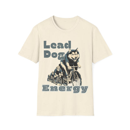 "Lead Dog Energy" Cool Husky Dog Cycling Graphic Tee | Unisex Heavy Cotton Tee