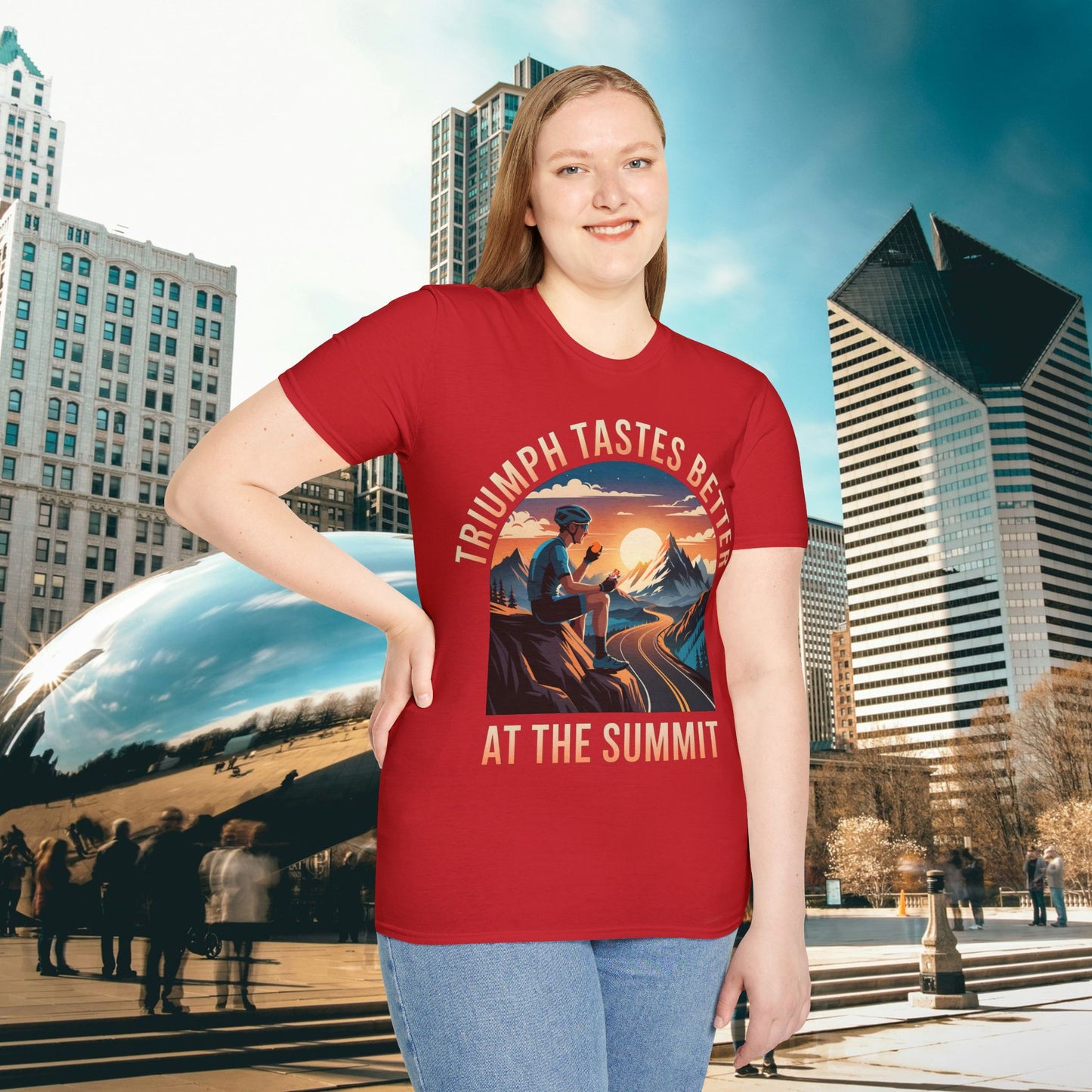 "Triumph Tastes Better At The Summit" | Cycling Mountain Climb T-Shirt, Road Biking Tee, Cyclist Gift