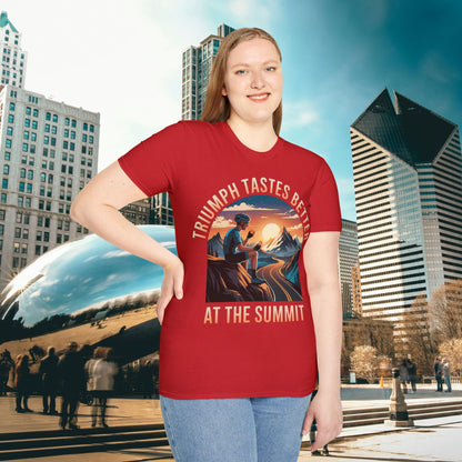 "Triumph Tastes Better At The Summit" | Cycling Mountain Climb T-Shirt, Road Biking Tee, Cyclist Gift