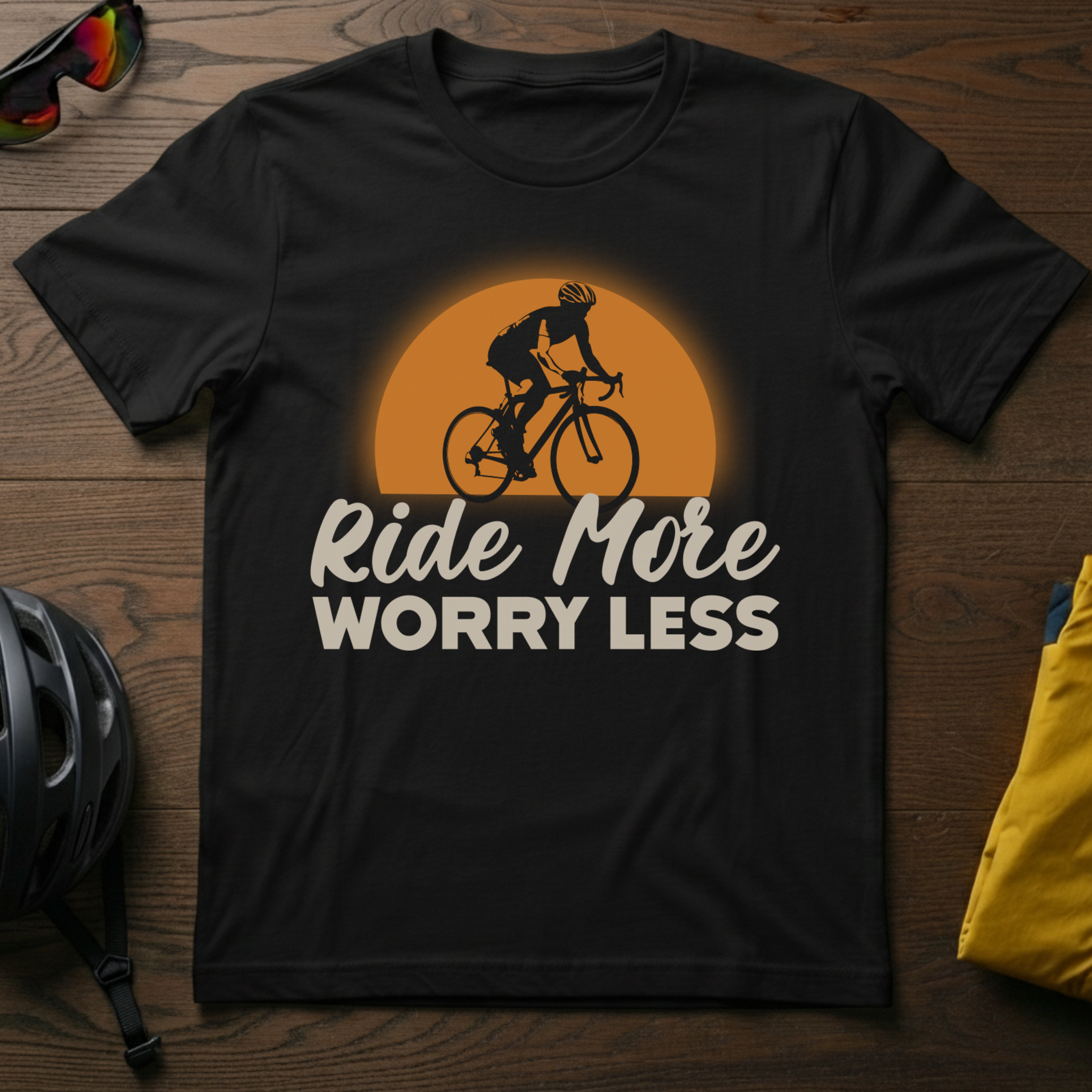 "Ride More, Worry Less" Vintage Sunset Tee - Chainline Collective