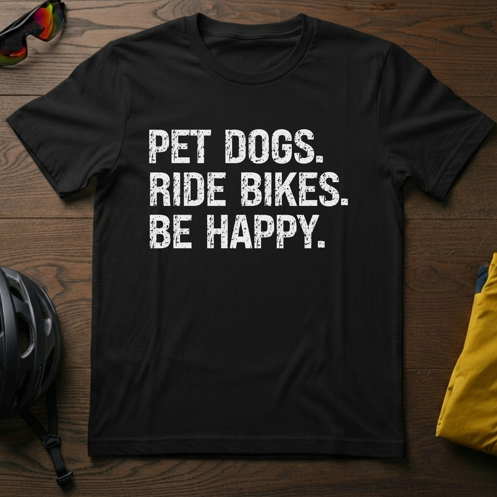 "Pet Dogs. Ride Bikes. Be Happy." Tee - Chainline Collective
