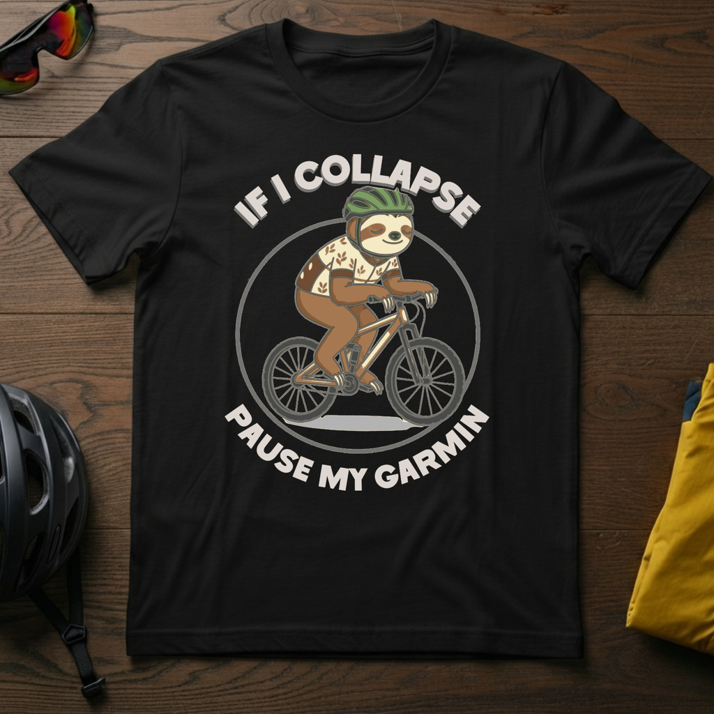 "If I Collapse Pause My Garmin" Cycling Sloth Tee - Chainline Collective