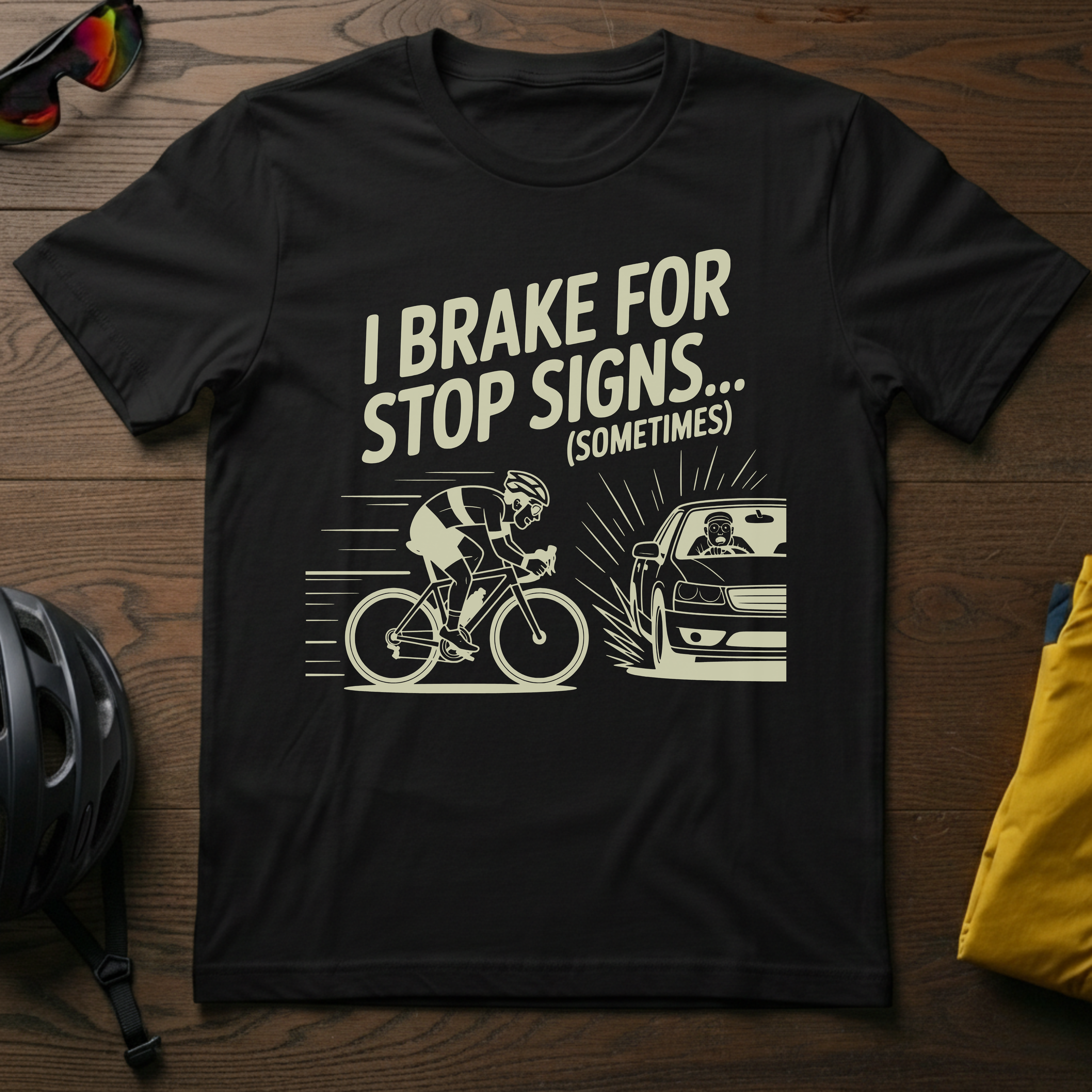 "I Brake for Stop Signs... Sometimes" Tee - Chainline Collective