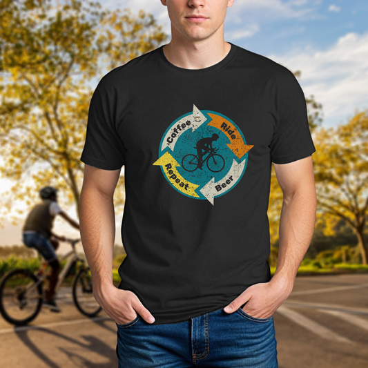Cyclist Life Cycle T-Shirt - Coffee -> Ride -> Beer -> Repeat - Chainline Collective
