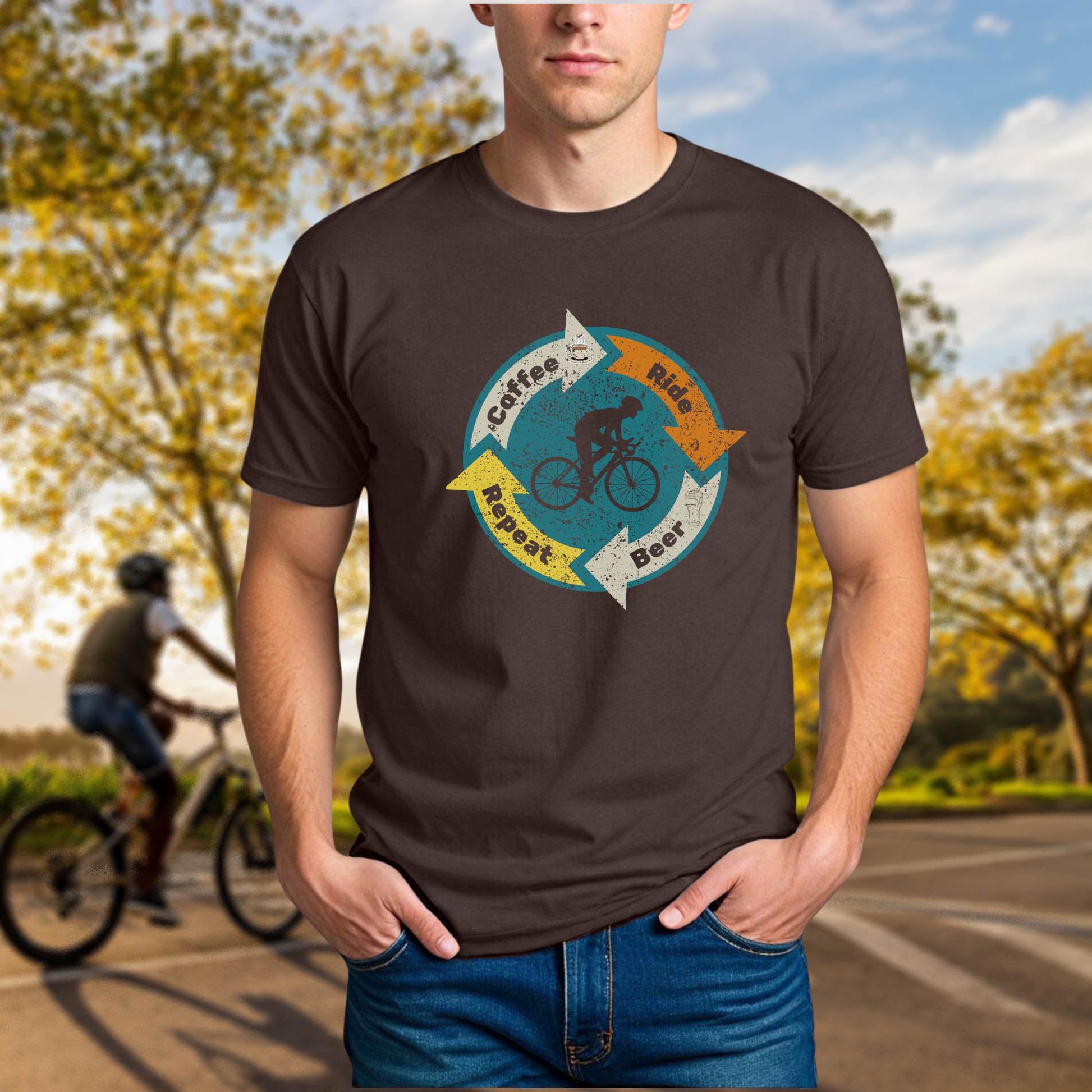 Cyclist Life Cycle T-Shirt - Coffee -> Ride -> Beer -> Repeat - Chainline Collective