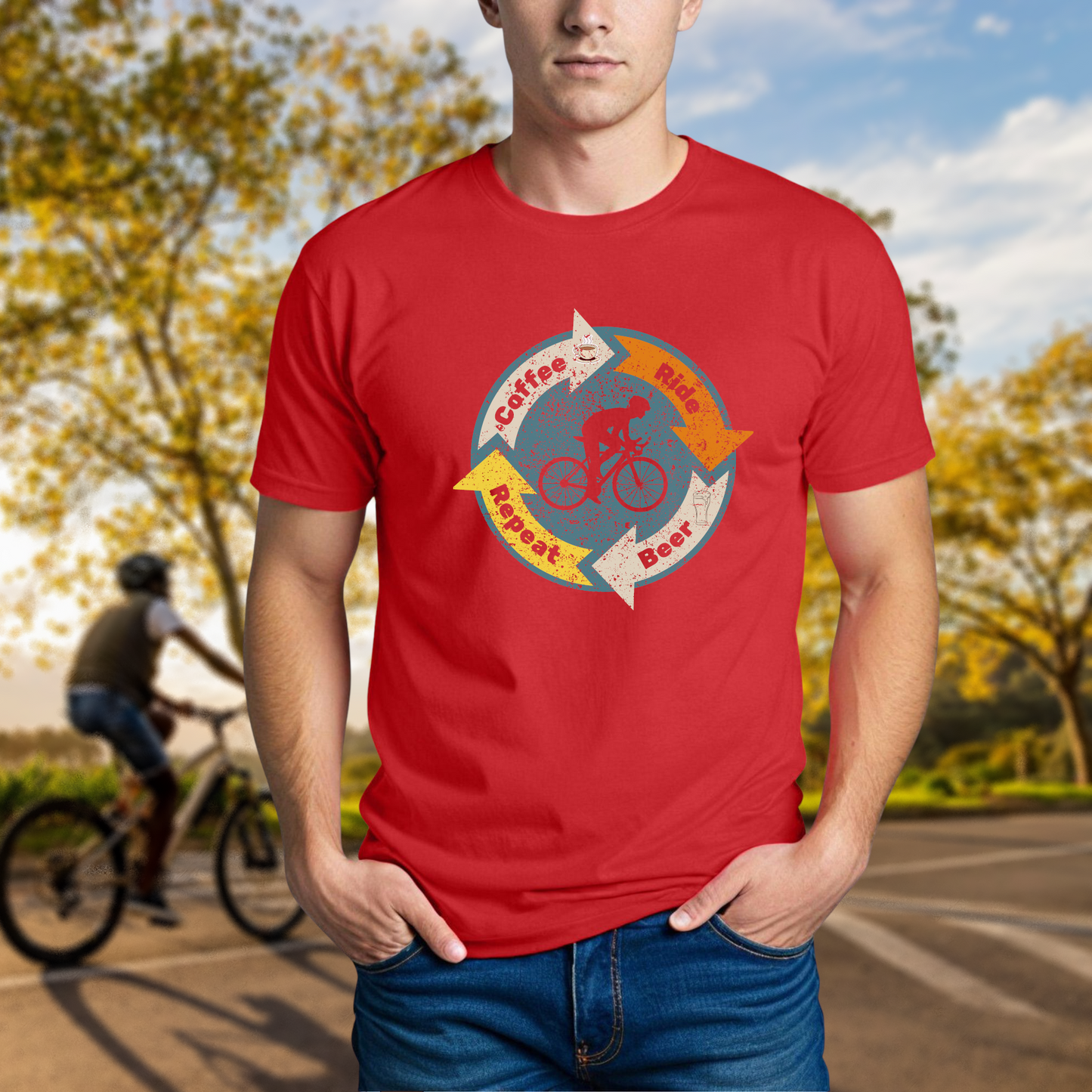 Cyclist Life Cycle T-Shirt - Coffee -> Ride -> Beer -> Repeat - Chainline Collective