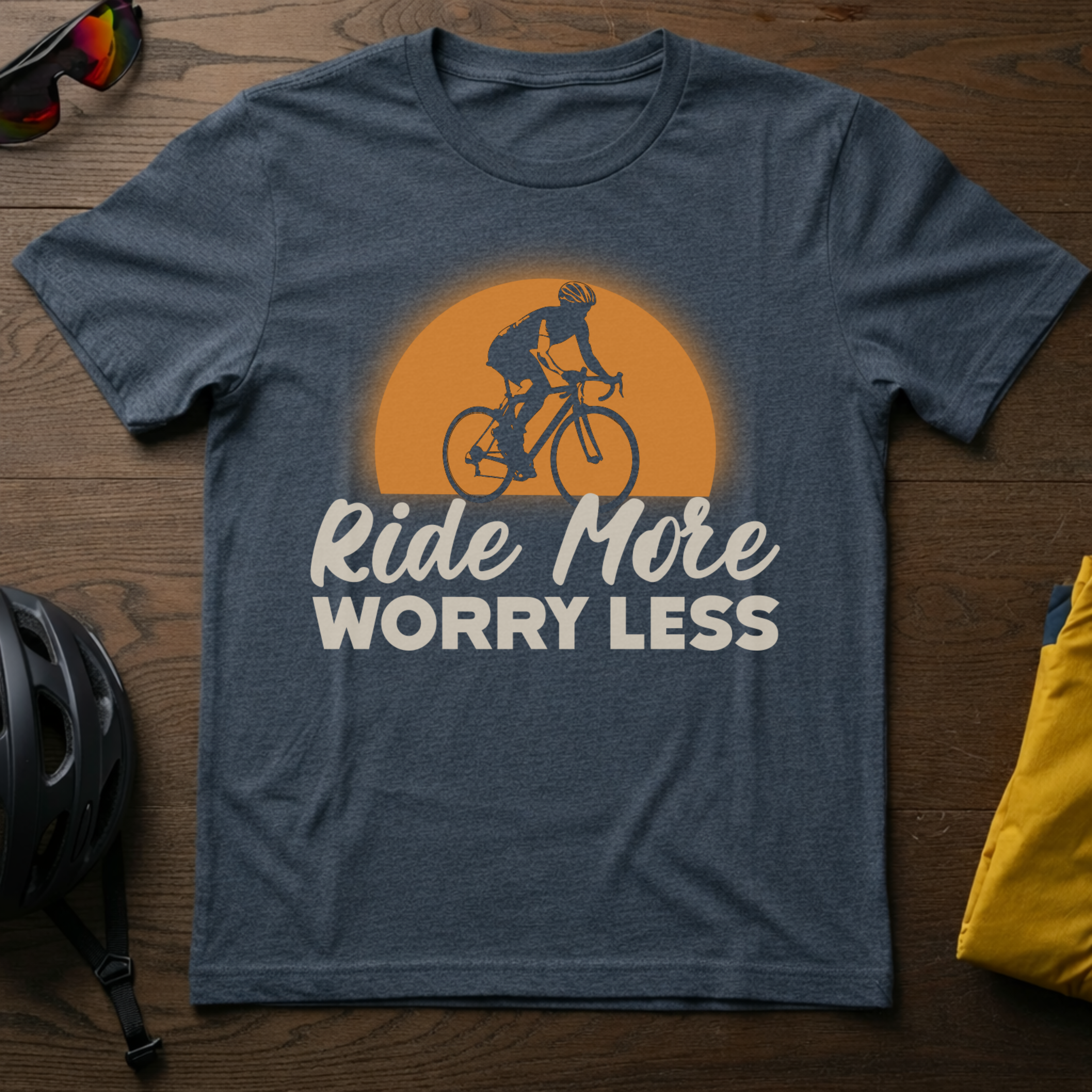 "Ride More, Worry Less" Vintage Sunset Tee - Chainline Collective