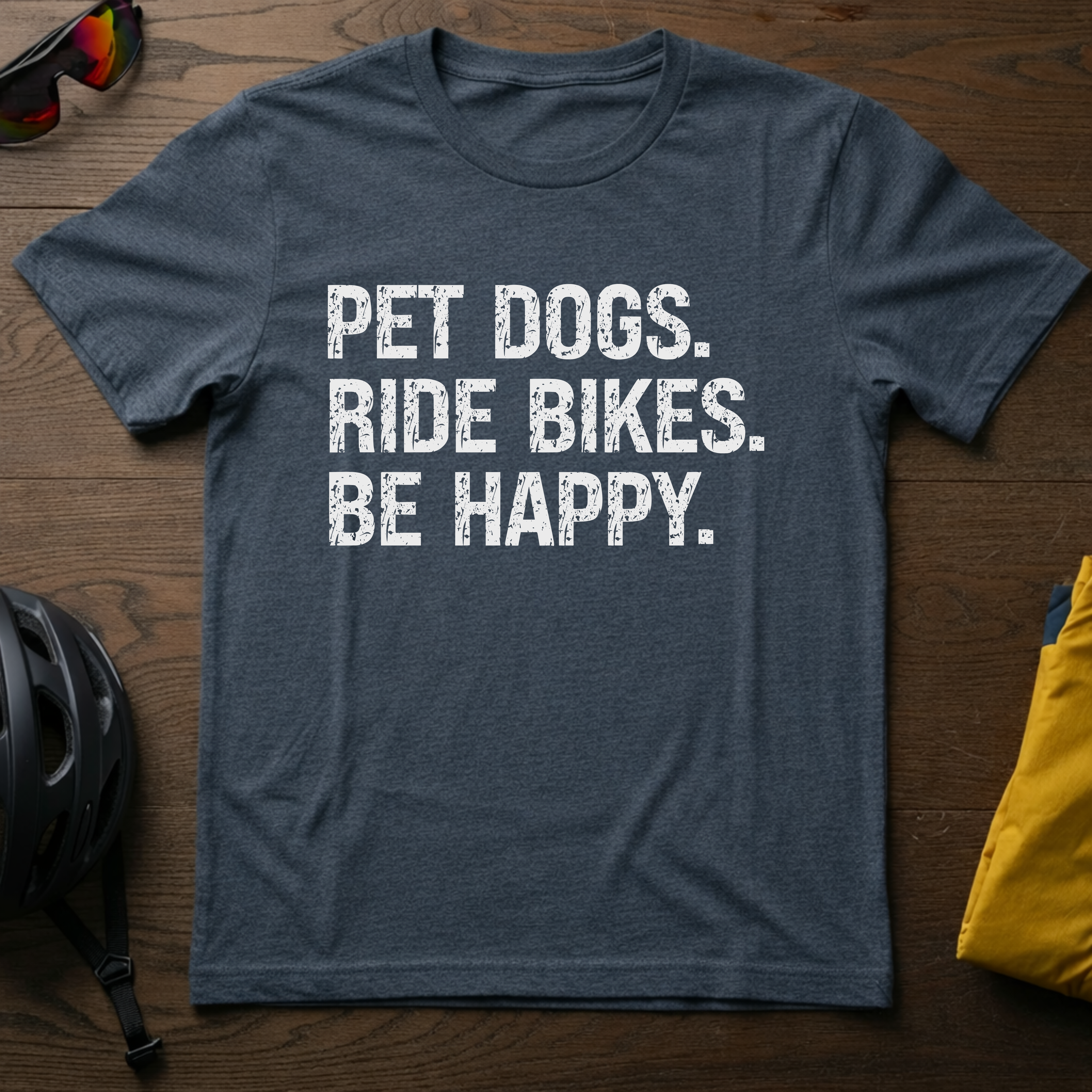 "Pet Dogs. Ride Bikes. Be Happy." Tee - Chainline Collective