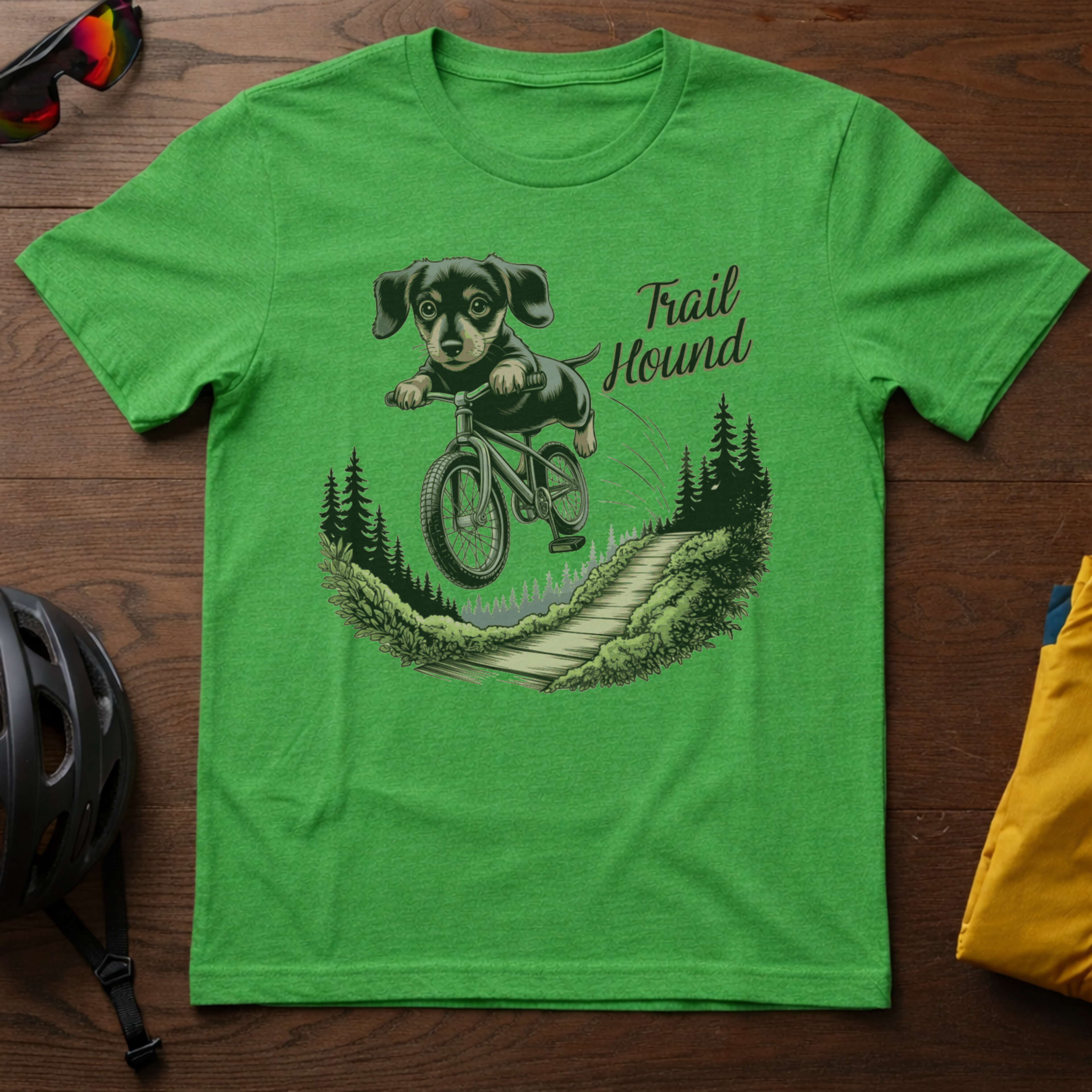 "Trail Hound" Dachshund Cyclist - Chainline Collective