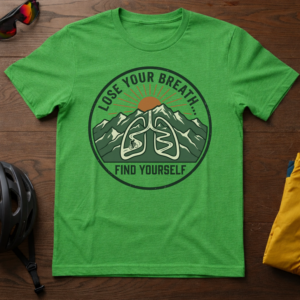 "Lose Your Breath... Find Yourself" Motivational Cyclist Tee - Chainline Collective