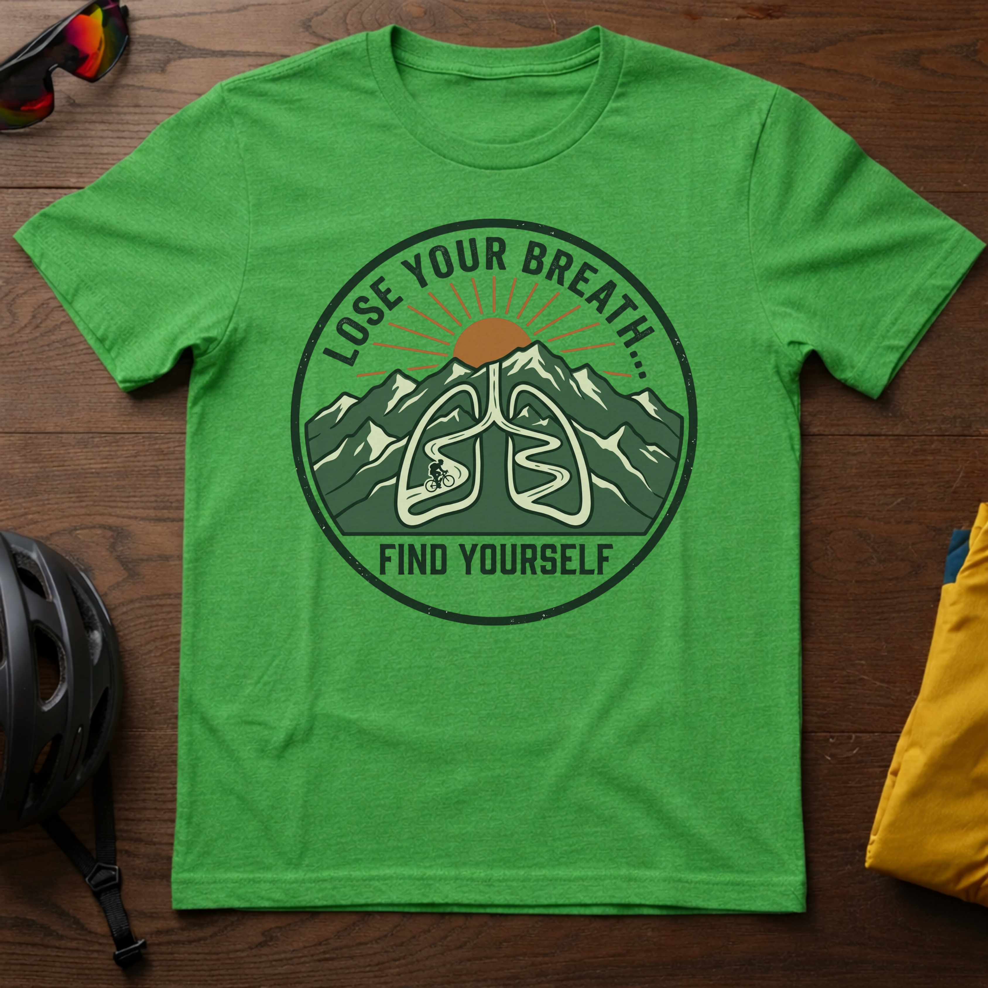 "Lose Your Breath... Find Yourself" Motivational Cyclist Tee - Chainline Collective