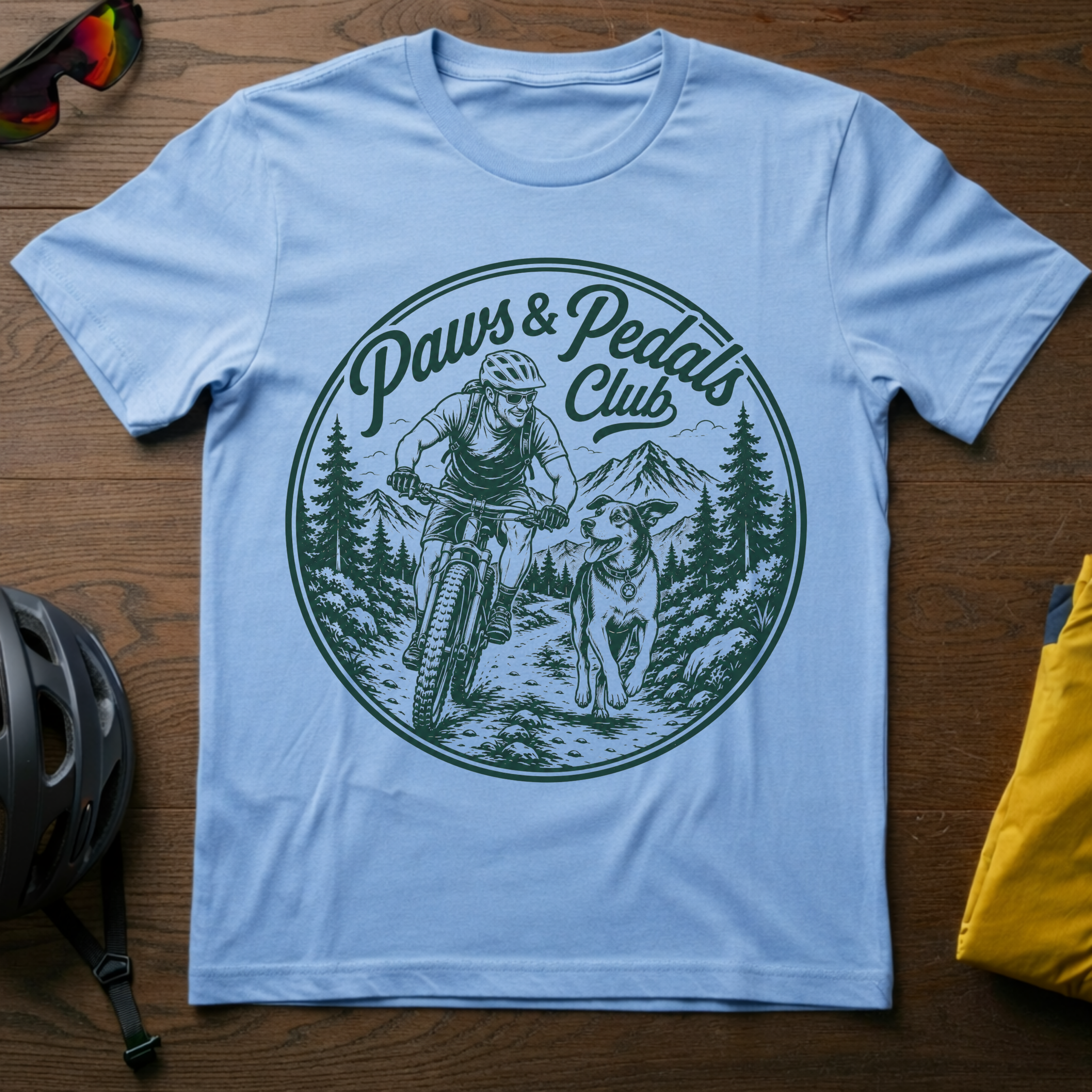 "Paws & Pedals Club" Dog and Bike Lover Tee - Chainline Collective