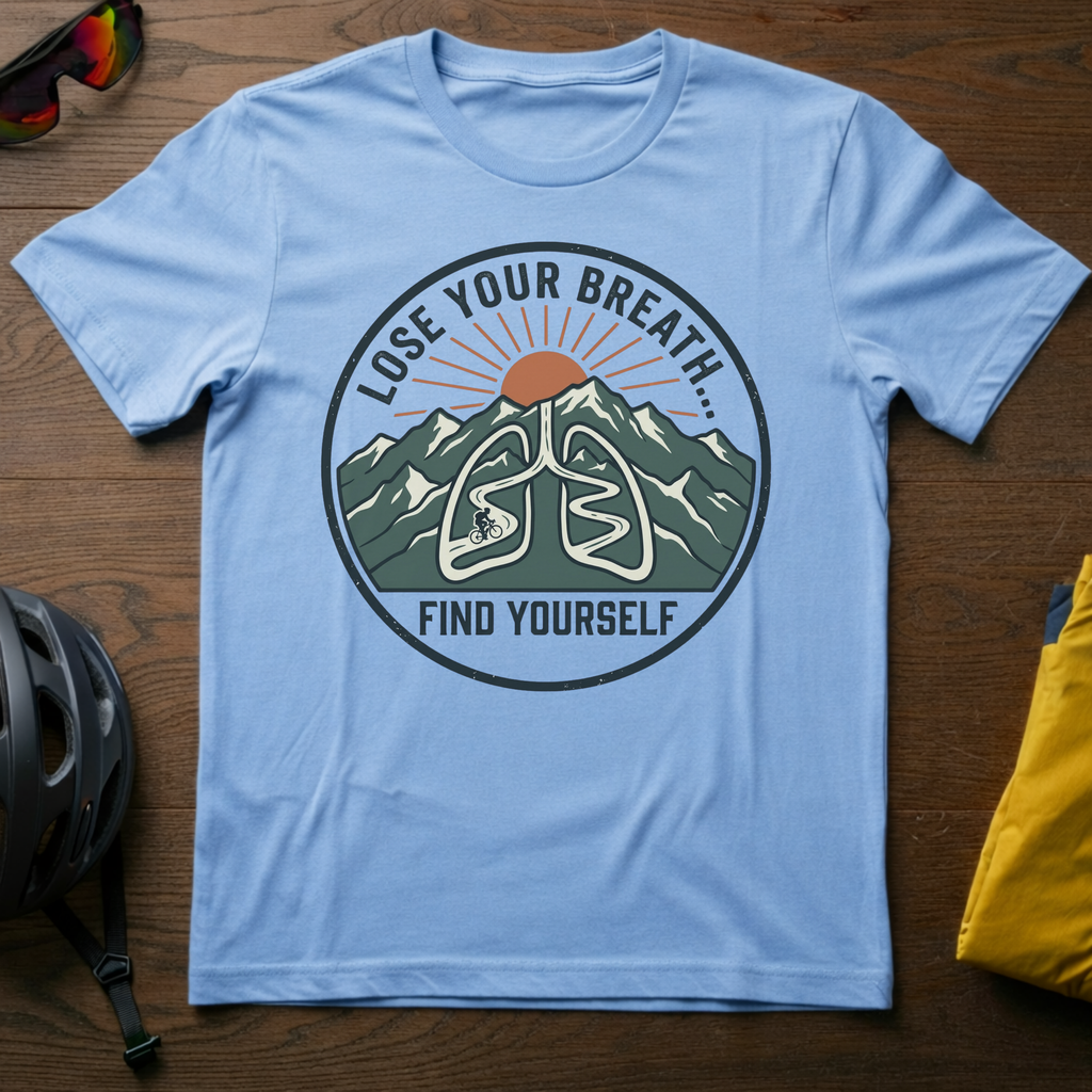 "Lose Your Breath... Find Yourself" Motivational Cyclist Tee - Chainline Collective