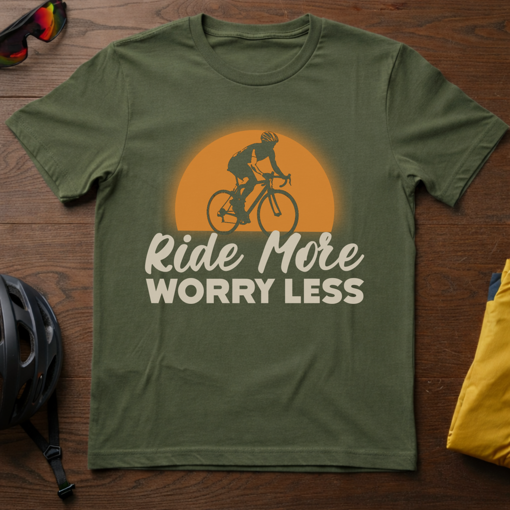"Ride More, Worry Less" Vintage Sunset Tee - Chainline Collective