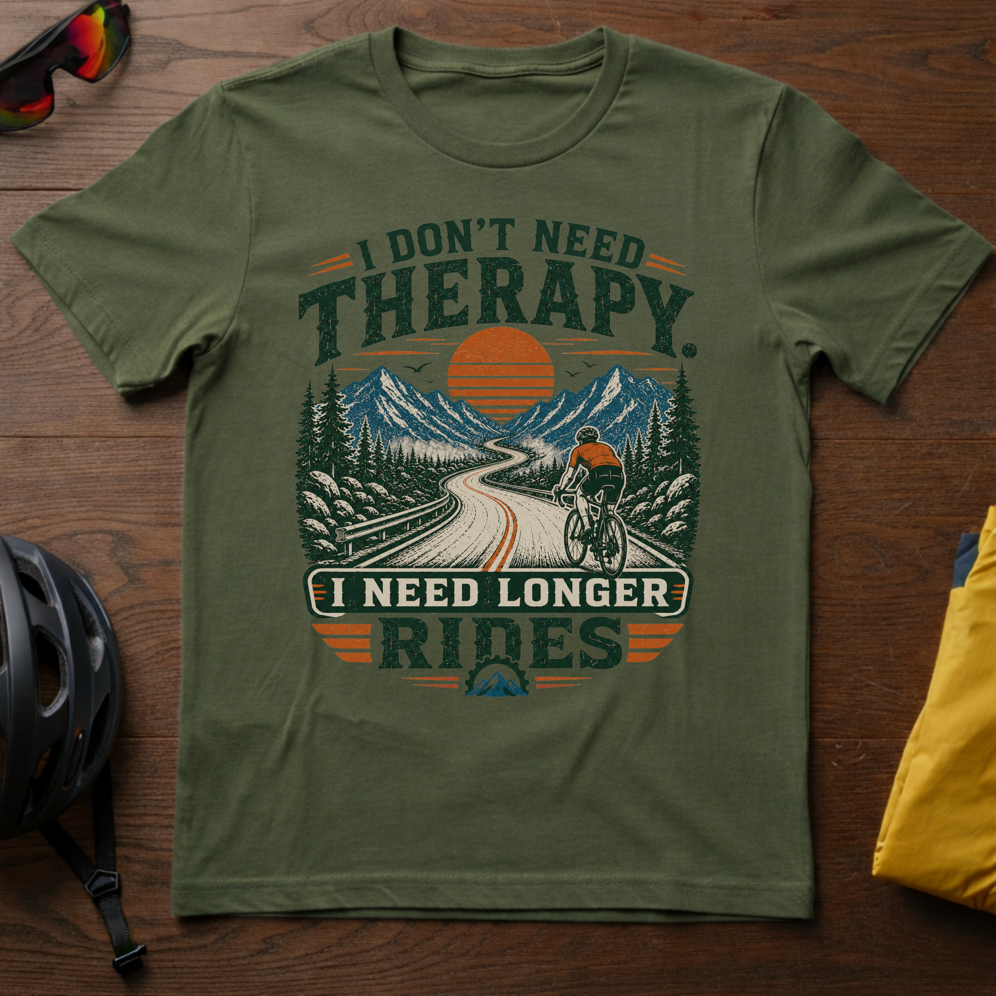 "I Don't Need Therapy. I Need Longer Rides" Cyclist Tee - Chainline Collective