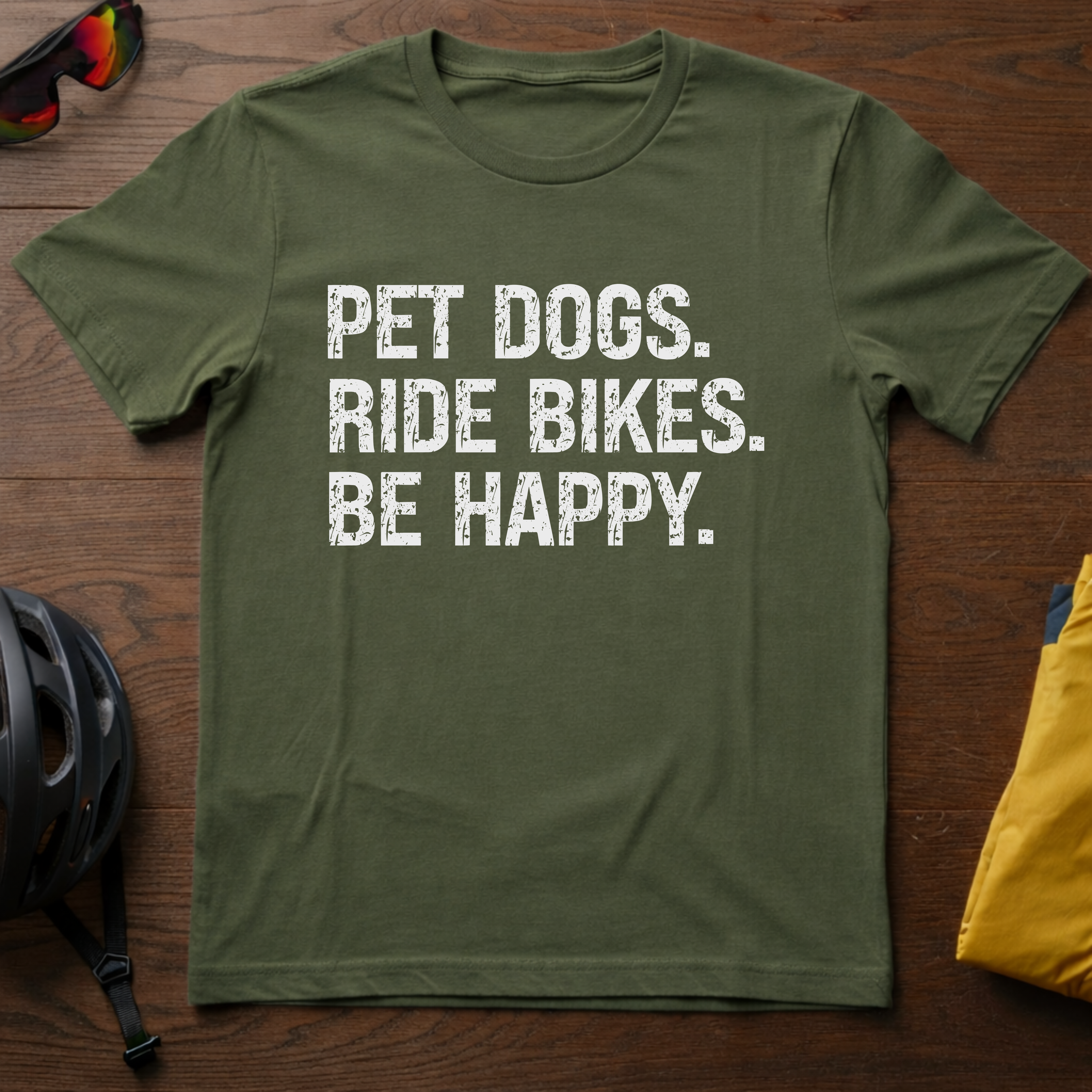 "Pet Dogs. Ride Bikes. Be Happy." Tee - Chainline Collective