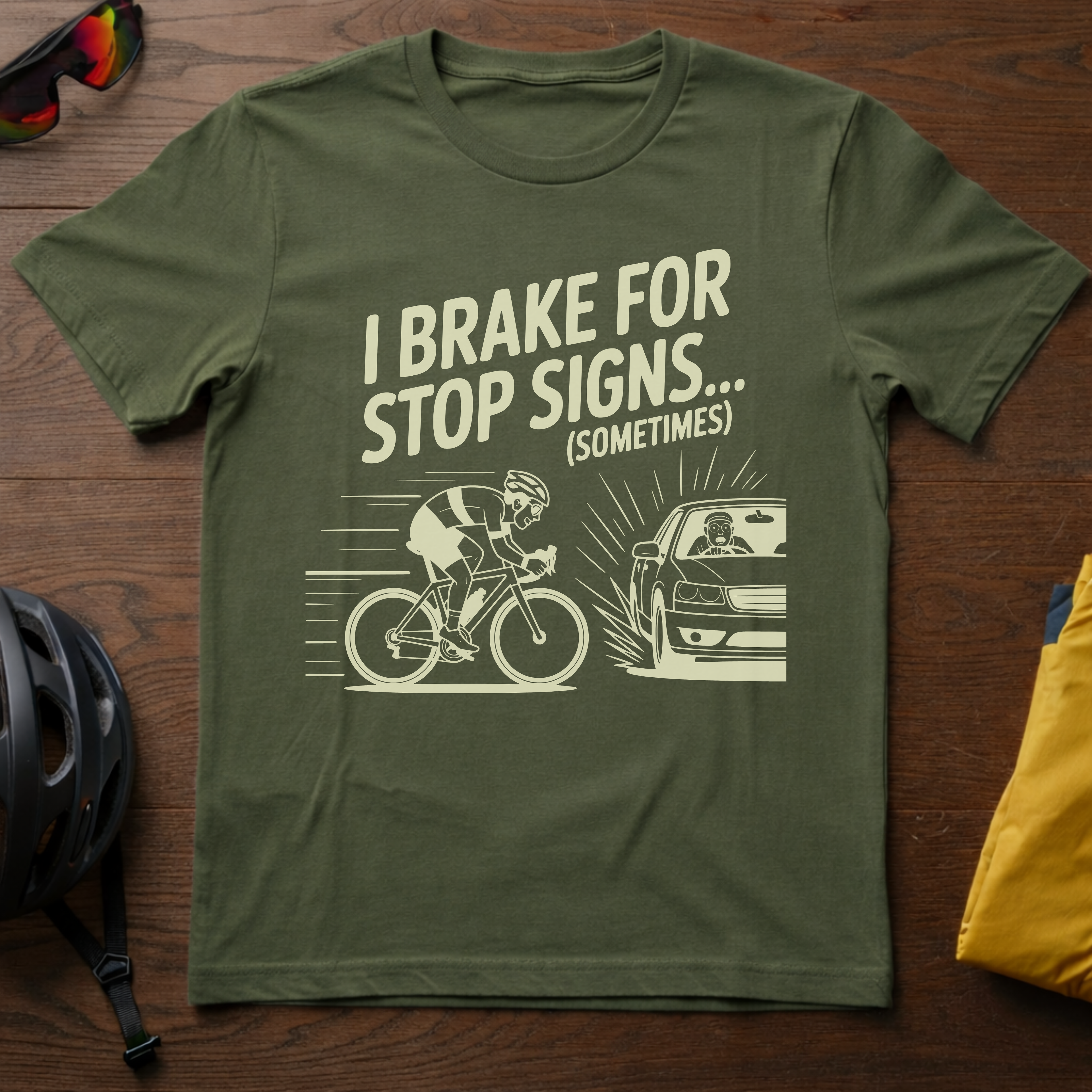 "I Brake for Stop Signs... Sometimes" Tee - Chainline Collective